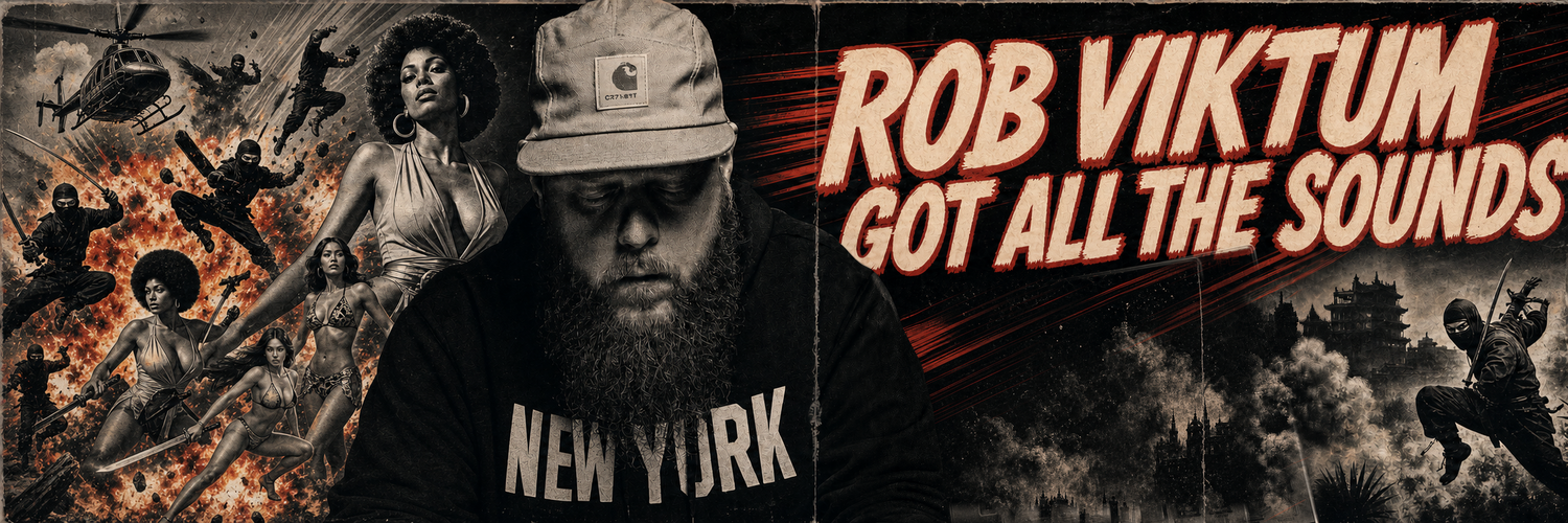 Rob Viktum Got All the Sounds — vintage action collage banner